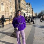 Richa Panai Instagram - Purple💜 #champselysees #paris #france #parisfrance #eifletower #arcdetriomphe #winterfasion Paris, France