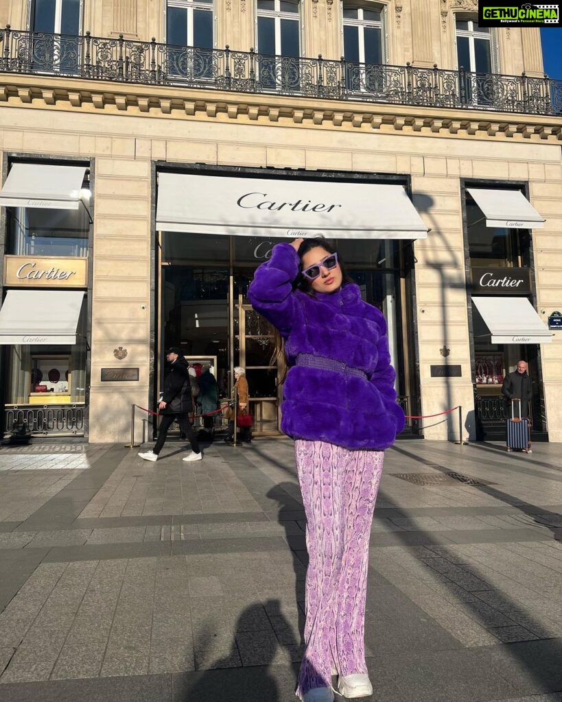 Richa Panai Instagram - Purple💜 #champselysees #paris #france #parisfrance #eifletower #arcdetriomphe #winterfasion Paris, France