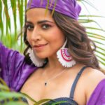 Ridheema Tiwari Instagram - Look deeply into my eyes I will NEVER BACK DOWN 📸 : @ibphotography27 MUA: @rohini_makeupandhair Outfit : @dyedebonair Jewellery : @the13store.in Styling : @instylewithaditi Location : @radissonblumumbaiairport #summermakeup #purplehues #makeuptrends2023 #bandana #bandanastyle #summerhair #hifashion #beattheheat Radisson Blu Mumbai International Airport