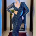 Roshni Chopra Instagram - Being my own shiny disco 🪩 ✨✨✨ @itrhofficial for @lakmefashionwk #rostyle #fashionweek #itrh #sari #drapesarees #sequin