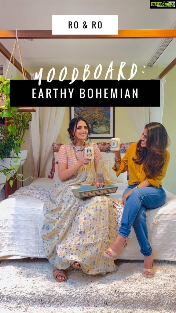 Roshni Chopra Instagram - We’re calling this one Earthy Bohemian! In our new Ro & Ro series, we (@rohina & @roshnichopra ) are breaking down key elements to achieve this look in your interiors and your personal style. Did you vibe with this boho moodboard? Let us know in the comments! . Rohina’s decor - entire look @aa.living . Roshini’s look - Sari - @anavila_m Earrings - @amrapalijewels Necklace - @silverstreakstore Shoes - @thecaistore . . #bedroomdesign #bedroomdecor #bedroomtheme #bedtheme #decortheme #bedroominspo #bedroomideas #bedstyling #bedstyle #fashiondeconstruction #bohemianstyle #rohome #rohomemakeover #personalstyle #sariinspo #stylingtips #romoodboards Mumbai, Maharashtra
