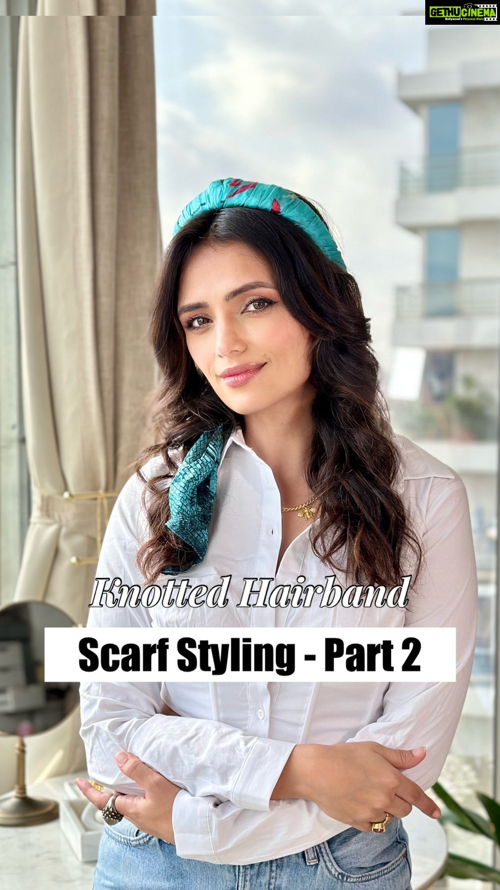 Roshni Chopra Instagram - Summer Scarf Hairstyle 🦋☀️✨ save and try? Also do we want more in the scarf styling series ? Necklace @chic_therapy_ #bohohair #summerhair #hairstyles #headband #diy #robeauty #rostyle #rovive #hairband