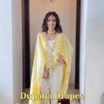Roshni Chopra Instagram - The Kaftaan Drape 💛- is so flowy and looks great over Dhoti pants or a lehenga skirt ! TRY IT to give your old Dupatta a new spin! #rovive #rostyle #drape #dupatta #dhoti #indianwedding #sangeet #shaadi #mehendi #dupattastyle