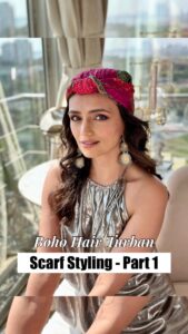 Roshni Chopra Instagram - New series 🤩 save & try this super easy boho summer hairstyle its calling you 🦋✨

 #bohohair #scarfstyle #summerhair #hairstyles #rostyle #robeauty