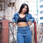 Roshni Walia Instagram - Swipe right to see my mood changing is every picture 🤪 . . . . Outfit - @reseh_official . . . #aethetic #post #potd #ootd #denim #fashion #style #photography ✨🔚 H.R. College of Commerce and Economics