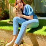 Rukshar Dhillon Instagram - The only sunshine I need♥️ My Champstar🐾 Also credits to our momma @raminder_11 for these amazing pictures♥️ #champ #pooch #dogsofinstagram #sunshine #love #mybaby Bangalore, India