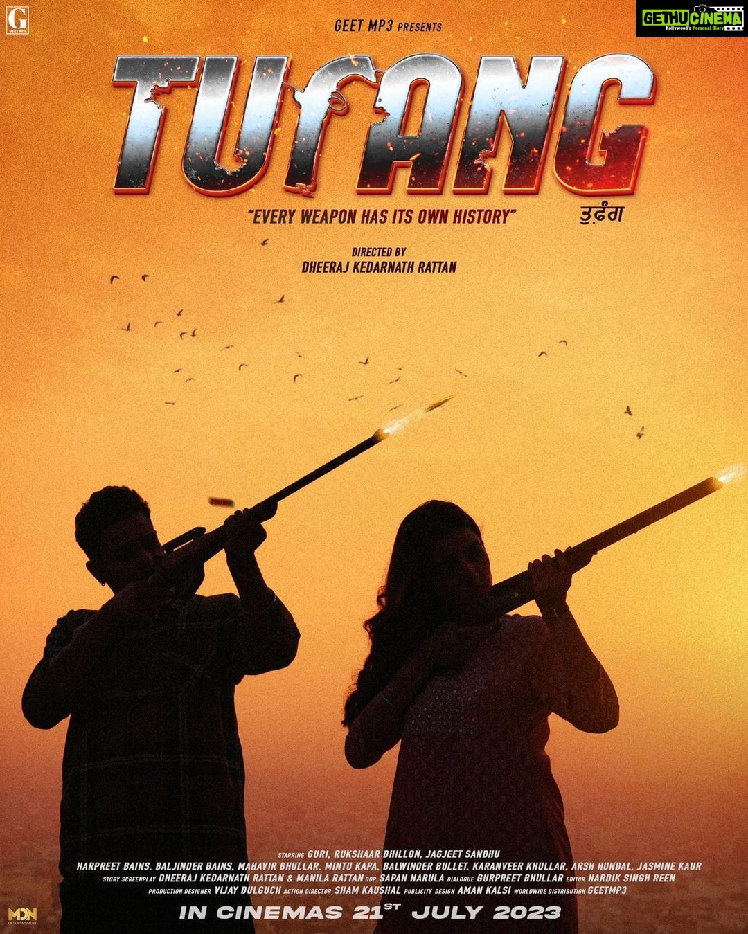 Rukshar Dhillon Instagram - Firsts are always special♥️ Making my debut into Punjabi movies, and like always need all your love and support. Every Weapon Has its own History! #TUFANG in Cinemas On 21st July 2023🔥 @OfficialGuri_ @iJagjeetSandhu @HarpreetBains__ @Baljinderkaur_Bains #MahavirBhullar Director: @dheerajkedarnathrattan Story/screenplay: @dheerajkedarnathrattan #manilarattan Action Director: @shamkaushal09 Dop: @sapannarula Dialogue: @iamgurpreetbhullar Editor: @Hardik_reen Worldwide Distribution: Geet MP3 Promotions: @Gk.Digital Media Partner: MDN Music On: @GeetMP3