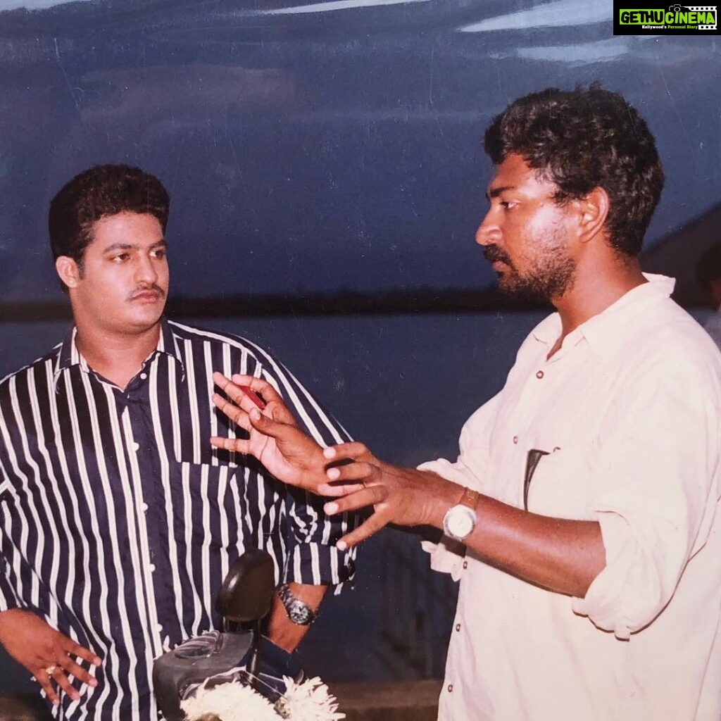 S. S. Rajamouli Instagram - From the sets of #StudentNo1, it's been 17 years since my first film's release. Digging the Nostalgia, @jrntr and I, both have bloomed a bit :) How time flies!