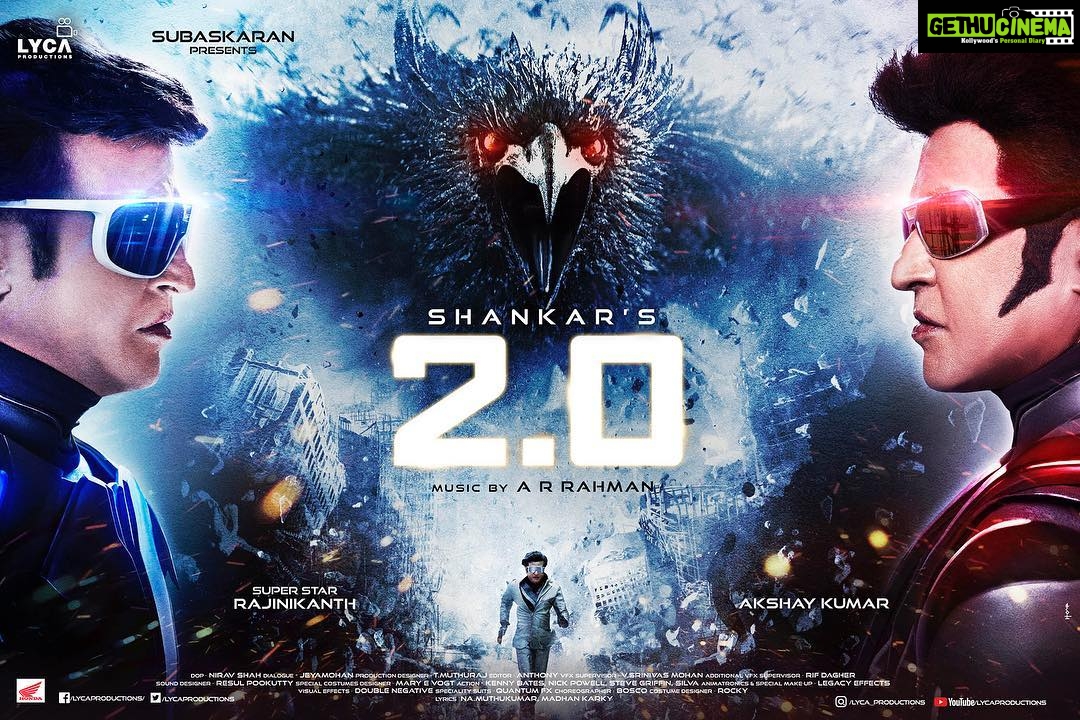 S. Shankar - 29.4K Likes - #2point0 Teaser 1 day to go.2.0 marks the first ever 3D Teaser and you can watch the premiere in a PVR & Sathyam theatre near you. Give a missed call on +91 9099949466 to book your free ticket. 👓