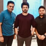 S. Thaman Instagram - A lovely Day at the sets of #Varisu Today along with our dearest @actorvijay anna Our dear director @directorvamshi 🤍 Great To See the whole Team on A great Vibe Working on this big day .. Most Warmest humblest Human #HBDThalapathyVijay ❤️