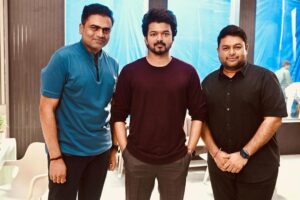 S. Thaman Instagram - A lovely Day at the sets of #Varisu Today along with our dearest @actorvijay anna Our dear director @directorvamshi 🤍
Great To See the whole Team on A great Vibe Working on this big day .. 
Most Warmest humblest Human #HBDThalapathyVijay ❤️