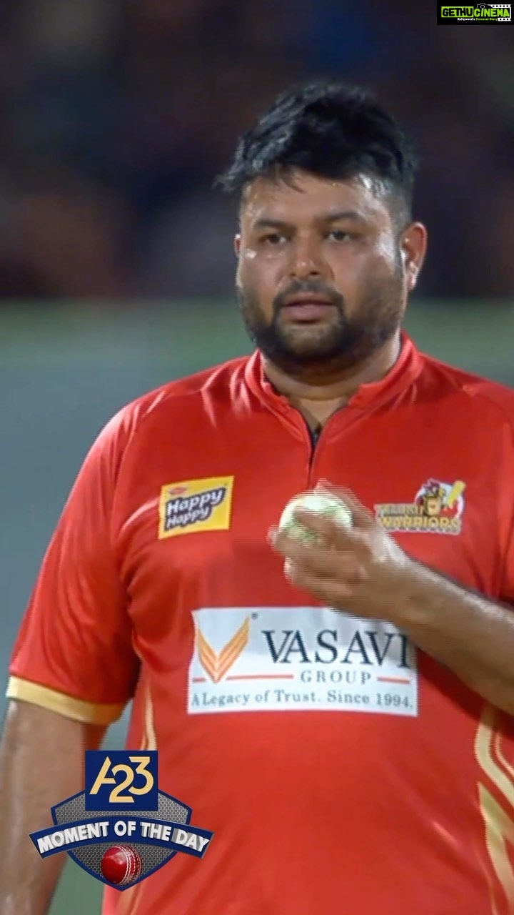 S. Thaman Instagram - Here is the “A23 Moment of the Day” of @musicthaman ,from the match between @teluguwarriors and @bhojpuridabanggsccl #CCL2023 #CelebrityCricketLeague #a23 #chalosaathkhelein #a23rummy #letsplavtogether #a23momentoftheday