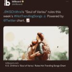 S. Thaman Instagram - #SoulOfVarisu @billboard 🥁⭐️🤍 NO 1 CHARTS