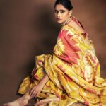 Sai Tamhankar Instagram - Festive Feels .. #saitamhankar #yellowsaree #saree #नथ #bappamoraya