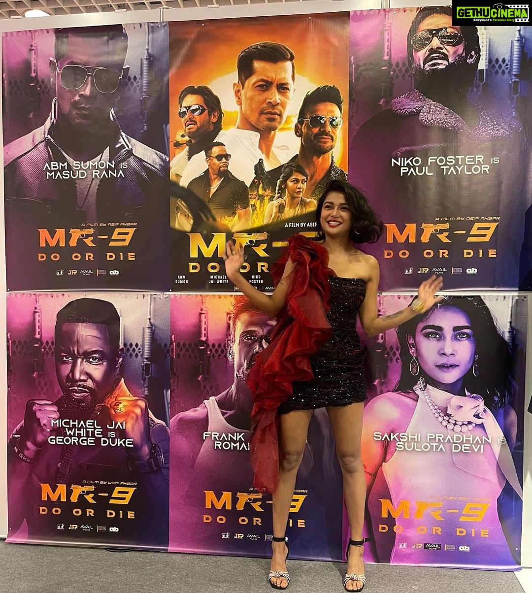 Sakshi Pradhan Instagram - #Posterlaunch #MR9 Do or Die at #Cannes #cannesfashionfestival #palaisdesfestivals 🪬🍀 Beautiful Dress @gavinmiguelofficial stilettos @taoparis.in #cannesfilmfestival2023 #festivaldecannes #gratitude #Proudactor #hollywood #ActionFilm #sakshipradhan Cannes Film Festival