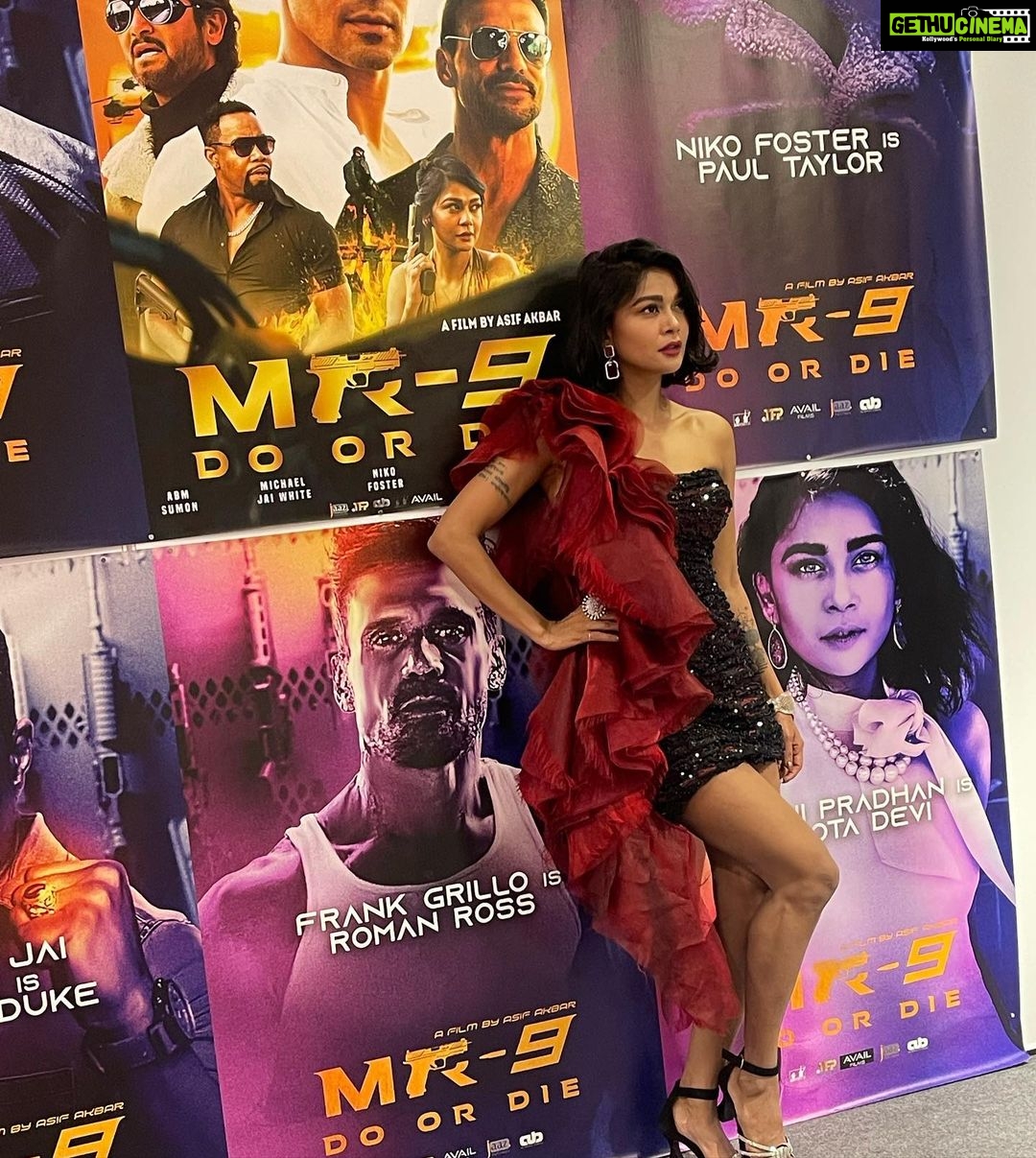 Sakshi Pradhan Instagram - #Posterlaunch #MR9 Do or Die at #Cannes #cannesfashionfestival #palaisdesfestivals πͺ¬π Beautiful Dress @gavinmiguelofficial stilettos @taoparis.in #cannesfilmfestival2023 #festivaldecannes #gratitude #Proudactor #hollywood #ActionFilm #sakshipradhan Cannes Film Festival