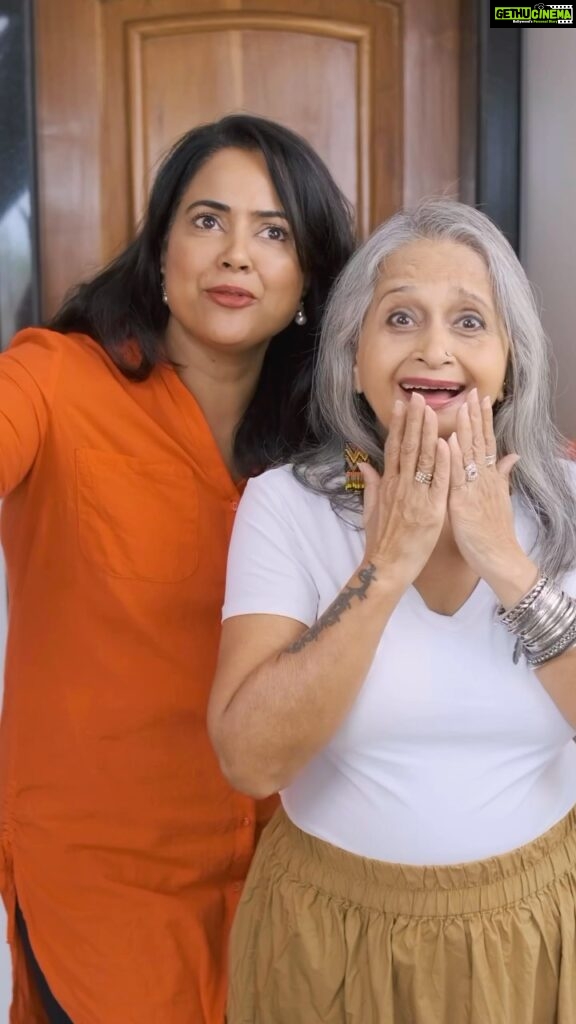 Sameera Reddy Instagram - Sassy Saasu knows fashion better than me?👀 well yes 🙌🏻 but this time i proved her wrong because she always wears the wrong lingerie and ends up with ill fitting clothes! This mothers days I gifted her beautiful well fitted amazing quality lingerie from @triumphlingerie and pls check our her new transformation in this reel😃🙌🏻 Wow! She looks amazing! Happy Mother’s Day @manjrivarde I got it for my mama ❤️❤️❤️ #TriumphLingerie #ItsPersonal #Mothersday2023