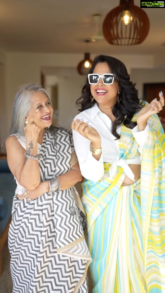 Sameera Reddy Instagram - Sassy sassu and I play dress up this Mother’s Day! The Sassy Saasu, always on point with her fashion, offbeat style and funk meets my love for sarees and makeup adding to the glamour of eclectic drapes by Taneira !! This was fun, fashionable and full of laughter!! 😃 Join us in celebrating this Mother’s Day by bringing sass to your saasu’s, moms and grannies in your unique way!! ❤️ Don’t forget to Tag @taneira_sarees in your beautiful creations!! #MothersDay2023 #TaneiraMothersDay #SayltWithTaneira #StyledwithLoveStyledInTaneira #TaneiraCelebrations #ad