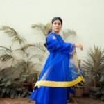 Samyuktha Instagram - Passion is ENERGY. Feel the power that comes from focusing on what excites you . Wearing @labelshireenshahana & @amrapalijewels . Styled by : @ruchi.munoth Makeup: @vishalcharanmakeuphair Hair: @divya.naik25 Photographed : @__suru #vaathi #vaathipromotions #sir #samyuktha #classic #livinglife #blue #desire