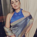 Samyuktha Instagram – Majestic Blue 💙
.
Wearing @tilfi_banaras & @amrapalijewels 
. 
Styled by : @ruchi.munoth 
Makeup: @vishalcharanmakeuphair 
Hair: @divya.naik25 
Photographed : @arifminhaz 
Location: @churrolto 

#vaathi #vaathipromotions  #classic