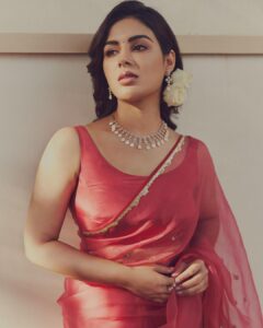 Samyuktha Instagram - There is no charm equal to tenderness of the Heart ♥️ 
.
Wearing @sarangkaur.in & @konikajewellery 
. 
Styled by : @ruchi.munoth 
Assisted : @niha__varma ; Saree draper : @challavijaya8 
Makeup: @vishalcharanmakeuphair 
Hair: @divya.naik25 
Photographed : @arifminhaz 

#vaathi #vaathipromotions #samyukthamenon  #classic #red #saree #retro #romantic #vintageromance