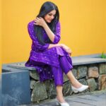 Sanam Shetty Instagram - Heat is killinnn so I plan on chillinnnn 💜 . . Outfit @ival.amal Clicks @adam_kae @arvinthiyer MUH @monz_makeover Venue @darzaluxuryresorts #tgif #funfridays #summerstyles #kurtacoordsets #purplelove