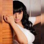 Sanam Shetty Instagram - Emojimoonji 😘 . . . . Outfit @fascinodresses_by_shyn Styling @shyn_fascino Photography @shots_by_ad MUH @makeupbyjenitabhaskar #whitewednesday #moodsofme #midweek #goofing