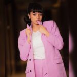 Sanam Shetty Instagram - Pick a purple that adds to your sparkle 💜💜💜 . . . Pant suit by @shyn_fascino @fascinodresses_by_shyn Photography @shots_by_ad MUH @makeupbyjenitabhaskar #latest #pantsuit #powerdressing #prettypurple #backwithabang #shorthair #sanam #sanamshetty #happyweekend
