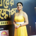 Sandipta Sen Instagram – 💛💛💛💛💛💛
At Tv9 Bangla Award..

👗@rabhisek 
📸@myself_suvam

#bengaliawardshow JW Marriott Hotel Kolkata