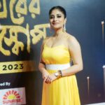 Sandipta Sen Instagram - 💛💛💛💛💛💛 At Tv9 Bangla Award.. 👗@rabhisek 📸@myself_suvam #bengaliawardshow JW Marriott Hotel Kolkata