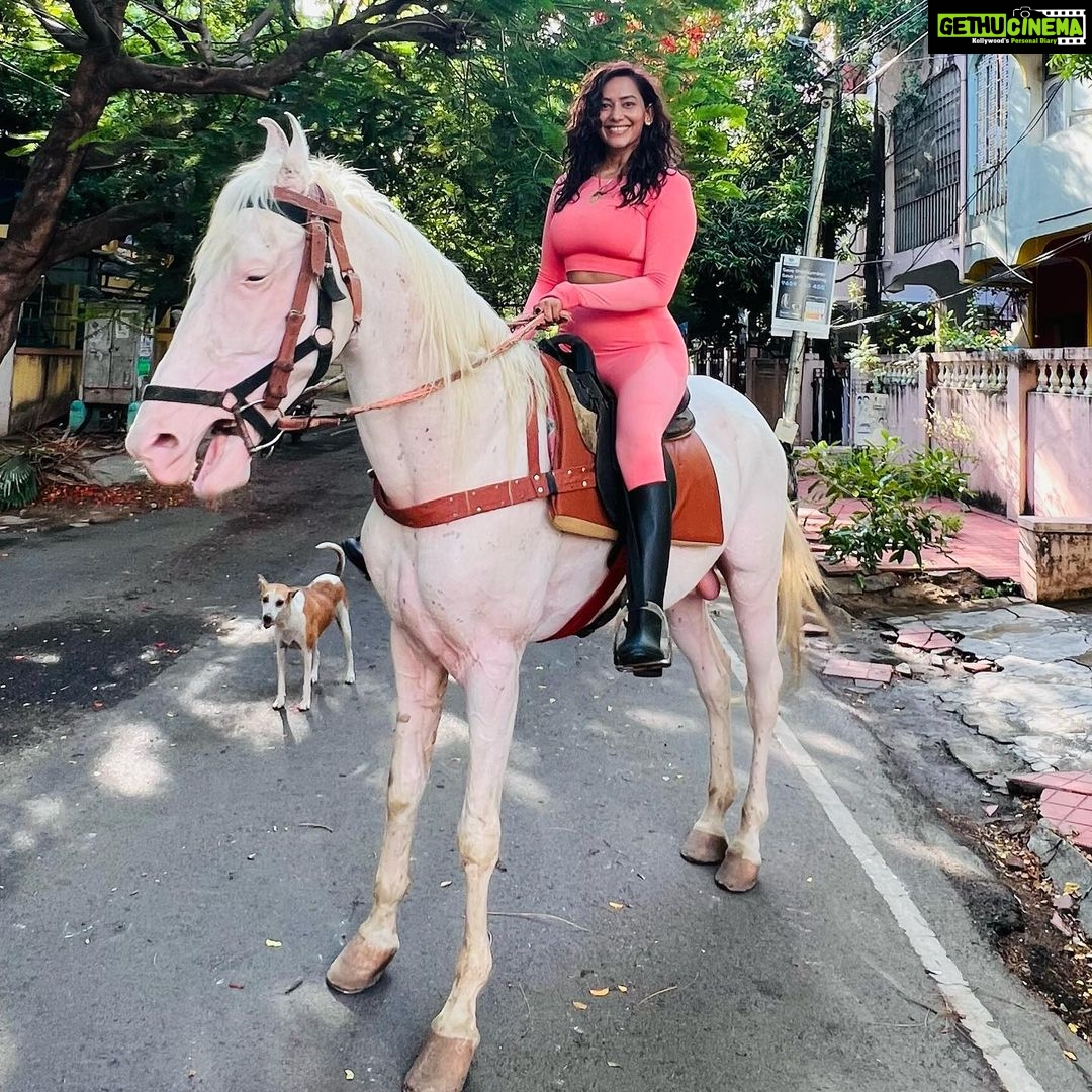 Sanjana Singh Instagram - Horseback riding was the closest I ever came to dreaming while perfectly awake, so strong was the sensation that being with a horse was my kind of heaven. ( @iamelaelavarasan I am immensely grateful for the extraordinary horse riding class you provided. Your expertise, guidance, and passion created an unforgettable experience. Thank you for sharing your knowledge, nurturing our skills, and igniting a deep appreciation for the art of equestrianism. Your dedication and care in teaching left an indelible mark, and I am truly thankful for the incredible journey you led us on. ) Chennai, India