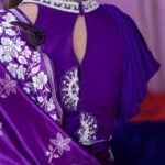 Sanjjanaa Instagram - @banaras_gallery_hyd beautiful saree … beautiful loves curated with stone work online piece of Banarasi purple cloth by miss Rashmi of @iyra_designstudio , Thanx @ashahairandmakeup to have made me look so beautiful in my relatives, wedding Karnataka, Bangalore
