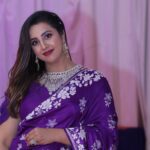 Sanjjanaa Instagram - @banaras_gallery_hyd beautiful saree … beautiful loves curated with stone work online piece of Banarasi purple cloth by miss Rashmi of @iyra_designstudio , Thanx @ashahairandmakeup to have made me look so beautiful in my relatives, wedding Karnataka, Bangalore