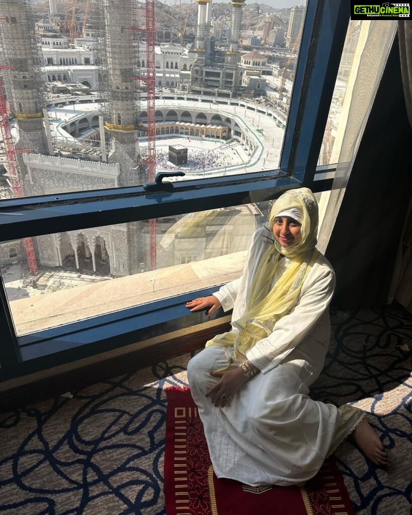 Sanjjanaa Instagram - It was such a beautiful feeling to be performing Umrah with my family . My stay was organised by @cosmictours … I was professionally mentored by Mr . Ibrahim ji @mufazzal.cosmic … follow them & book all ur international tours with them . it was my sons very first birthday on may 19th , and what better way to celebrate it that perform “Umrah” on his birthday & thank Allah for all the small & big eternal happiness & peace we are blessed with . The view from my room is very precious , it’s told that when the royalties of the world travel to Mecca they are offered with such a Room & view , on the top most floors in the Haram , it was so convenient for me to perform namaz 6 times a day from my room with this wonderful view towards Kaba - Shareef , Though this was my first trip and my very first “ Umrah “ I stayed here for four days and three nights in Mecca .. I took this opportunity to perform my very first “Umrah” followed by my 2nd “Umrah” too very systematically following and respecting every rule in the Islamic tradition heart fully … I took this opportunity to pray for not just my known people but for every one in the world in immense pain , worries … & stress . More love and positive energy to all .. from Mecca . Releasing complete detailed videos of my umrah on YouTube … look for “sanjugalrani” on YouTube & subscribe now . Mecca, Saudi Arabia