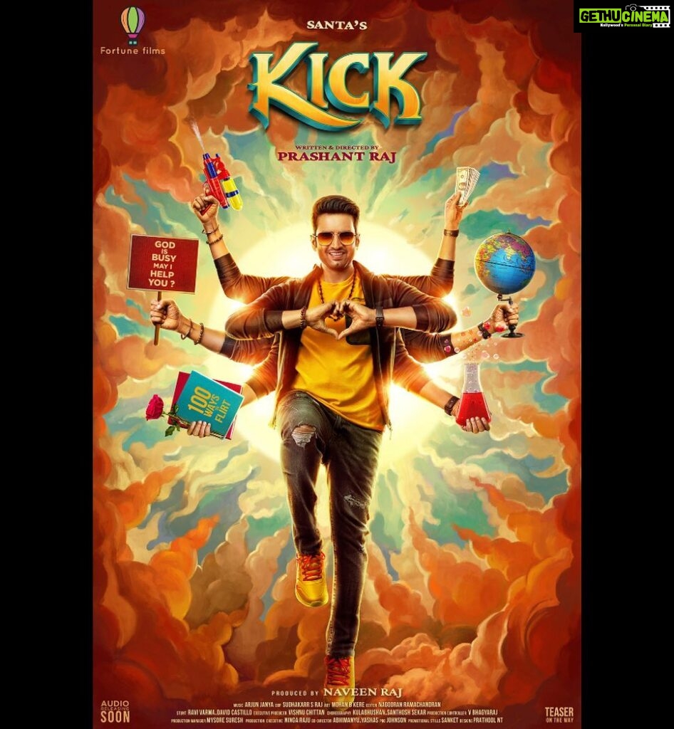 Santhanam Instagram - Happy Vinayakar Chathurthi everyone 😊 Here is the first look of my next #SANTA15, titled #KICK 💥 🙏🏻😊 #KickFirstLook #SantasKick @iam_prashantraj @hope.tanya @rraginidwivedi #ArjunJanya @naveyuvaraj #FortuneFilms #ProductionNo10 @johnsoncinepro #Santhanam15 #TamilCinema #Kollywood #Prashantraj
