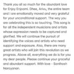 Santhosh Narayanan Instagram –