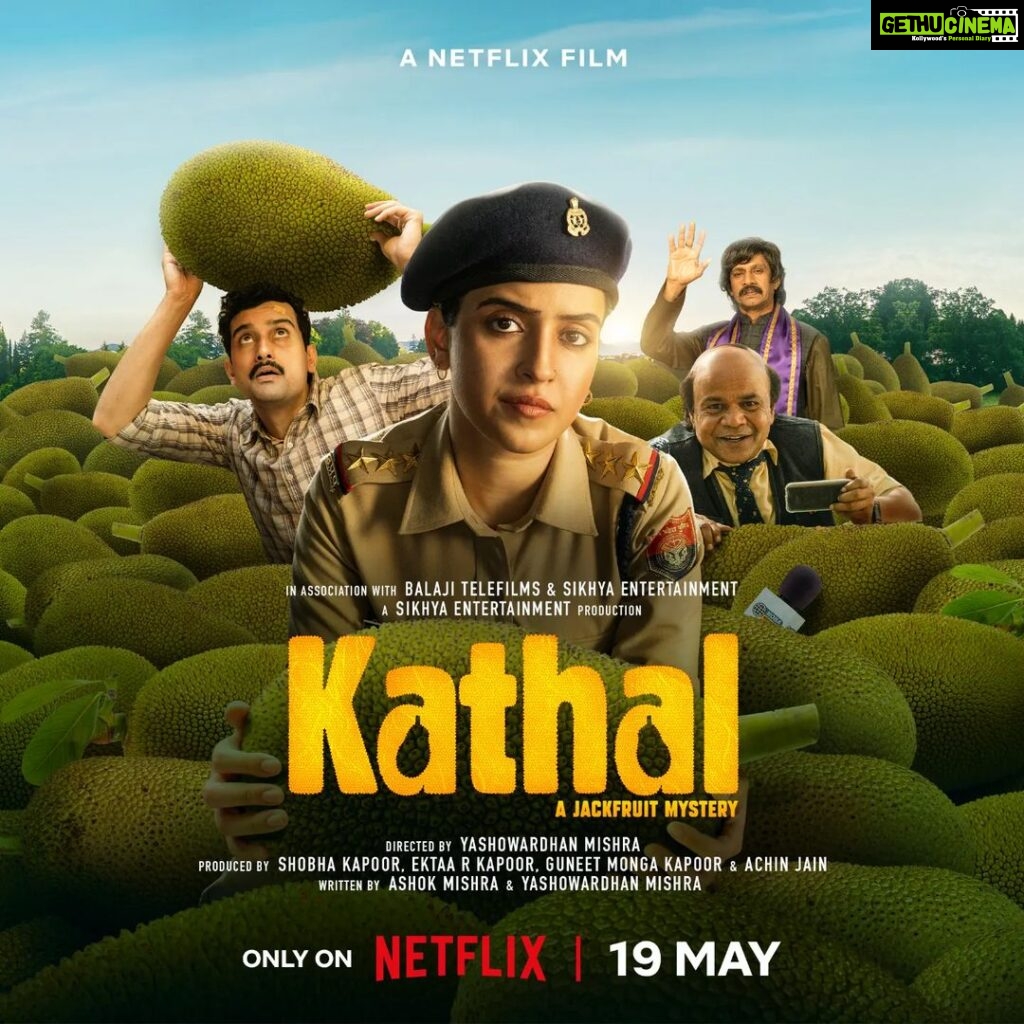 Sanya Malhotra Instagram - @sanyamalhotra_ is on a search to find a missing Kathal. Will it be fruitful? 🕵️‍♀️ Find out on #Kathal, arriving on Netflix on May 19th! @sanyamalhotra_ @anantvjoshi @yashowardhanm @guneetmonga @ektarkapoor @achinjain20 @shobha9168 @ruchikaakapoor @ashokmishraa40 @vijayraazofficial @rajpalofficial @imsarafneha @guchagurpal @netflix_in @Sikhya @balajimotionpictures #BalajiMotionPictures