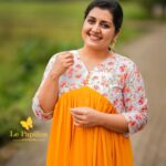 Sarayu Mohan Instagram - Bright day! Aliya cut frock,yoke printed hakkoba,bottom mustard yellow shade, lining attached,sizes,m to xxl Clicks @__vivid_snaps ♥️ Chottanikkara, India