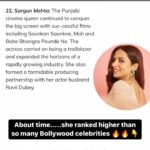 Sargun Mehta Instagram - Its not the ranking that makes me happy, because everyone is winning in whatever they are doing ; as that is their personal goal victory .. For me , just sharing my name with all the people i love and who have inspired me gave me goosebumps. Thank you ❤... just gratitude 🙏