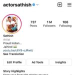 Sathish Instagram - Thank u so much for this 1M hearts 💕💓😍😍🤗 Love u all 😘😘😘