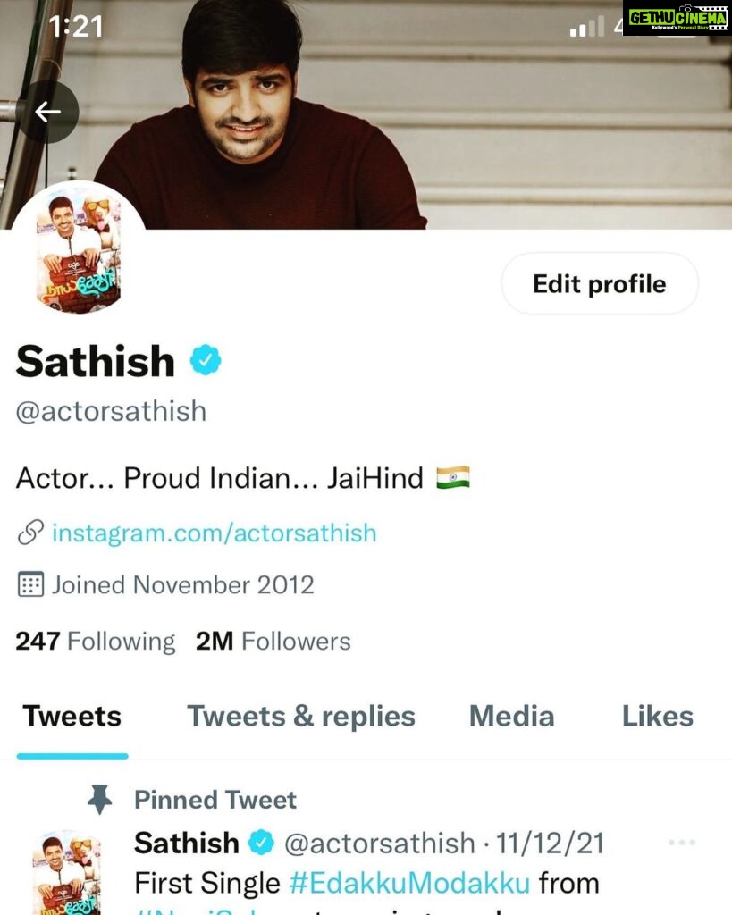 Sathish Instagram - Thank u so much for this 2M hearts ♥️ in @twitter 🤗🤗 Love u all 😍😘