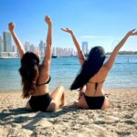 Shama Sikander Instagram - I’m Alive….. on the beach with my girl @jamelacemo ……🏖️😇🧿🧿 . . . #girlstrip #funtimes #happiestsunday #dubai #happiness💕 #girlsliketoswing #freinds #forever #shamasikander Dubai, United Arab Emirates