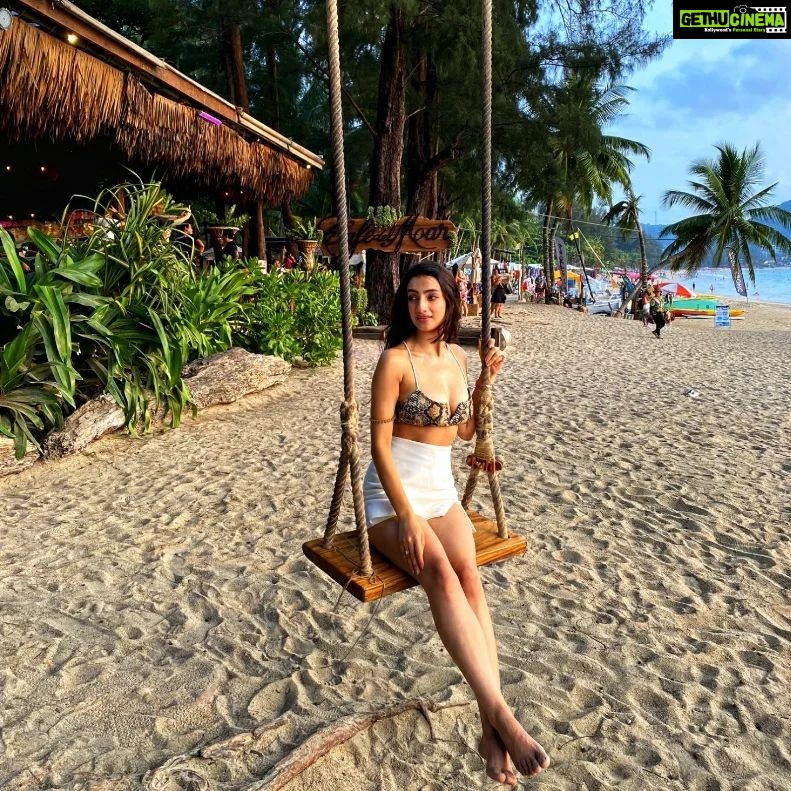 Sherlin Seth Instagram - 🌊🌻🎶 📸 @elizabethpaul__ 🤍 . . . . . #sherlinseth #thailand #phuket #bikinigirl #explore #explorepage #forthegram #forme #foryou #bollywood #sea #sand Cafe Del Mar Kamala, Phuket