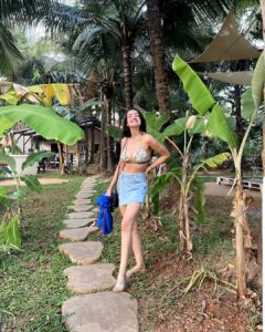Sherlin Seth Instagram - Mountain baby, living a coastal life✨ @palmorama.goa . . . . . . . . #goa #sherlinseth #explorepage #explore #viralpost #bikinigirl #bikini #denim #miniskirt #minimalist #tamilactress #tamil #bollywoodmovies #bollywood #forthegram #forme #foryou North Goa