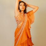 Shivani Rajashekar Instagram - Wearing @varunchakkilam 🧡 Styling @officialanahita ❤️ Pc @srujanluckyphotography