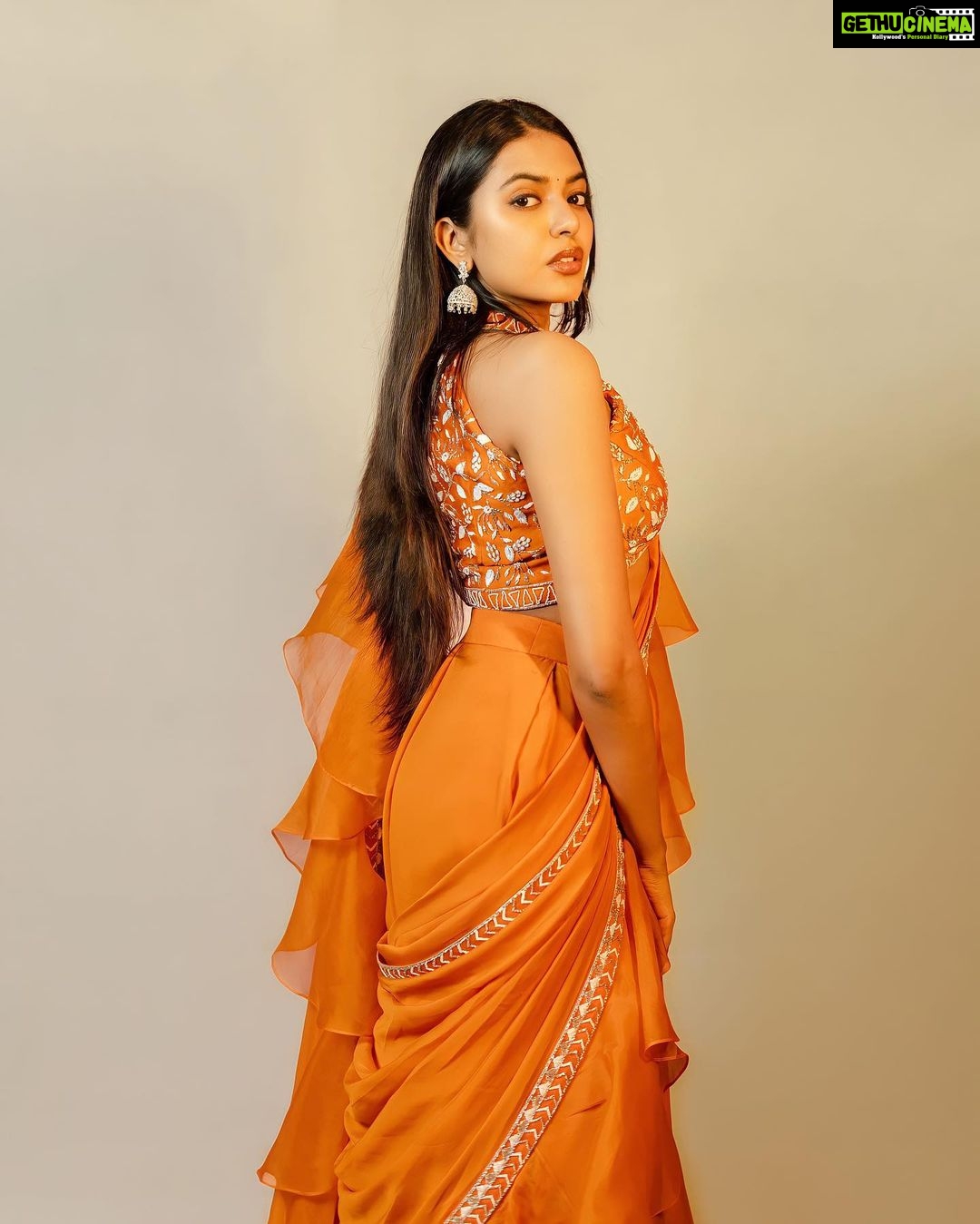 Shivani Rajashekar Instagram - Wearing @varunchakkilam 🧡 Styling @officialanahita ❤️ Pc @srujanluckyphotography