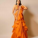 Shivani Rajashekar Instagram - Wearing @varunchakkilam 🧡 Styling @officialanahita ❤️ Pc @srujanluckyphotography