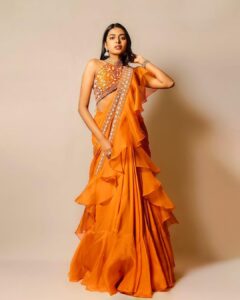 Shivani Rajashekar Instagram - Wearing @varunchakkilam 🧡 Styling @officialanahita ❤️ Pc @srujanluckyphotography