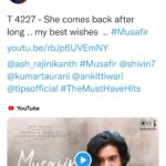 Shivin Narang Instagram – Gratitude ♥️🙏
Every appreciation means alot but coming this from the LEGENDS is a lifetime memory.
Thankuu soo much The One and ONLY @amitabhbachchan sir you are my inspiration 😇
And the biggest SUPERSTAR @rajinikanth sir
The Legendary @mohanlal sir
& our PUSHPA RAAJ fire hai fire @alluarjunonline 
For blessing our song #Musafir
.
@pprernaarora 
@tips @kumartaurani 
@aishwaryaa_r_dhanush