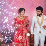 Shreya Anchan Instagram - You’re my hearts dancing partner & I could dance forever with you ❤️ @sidhu_sid_official ❤️ #receptionlook #ssthirumanam Photo credit : @ajay_shadowsphotography @shadowsphotographyy Decor : @weddingchakra Lehanga: @diadembridal Sidhus outfit : @ngrmeeran2627 Makeup : @lakshmiajay_makeupartistry Hair stylist : @mani_stylist_ Jewels : @new_ideas_fashions Mehendi: @aravinth_mehendi_makeup @aurora_mehandi_studio Saree draper : @sareedrapist Flowers: @reesribridalflowers